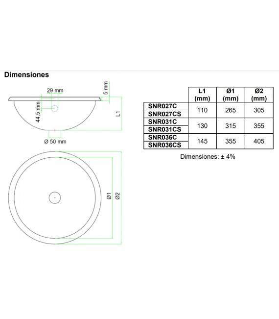 MEDICLINICS SN0027C Lavamanos empotrable Inoxidable Brillo