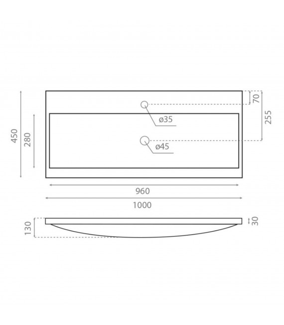BATHCO 0506 MANHATTAN Lavabo Resina 100x45 cm.