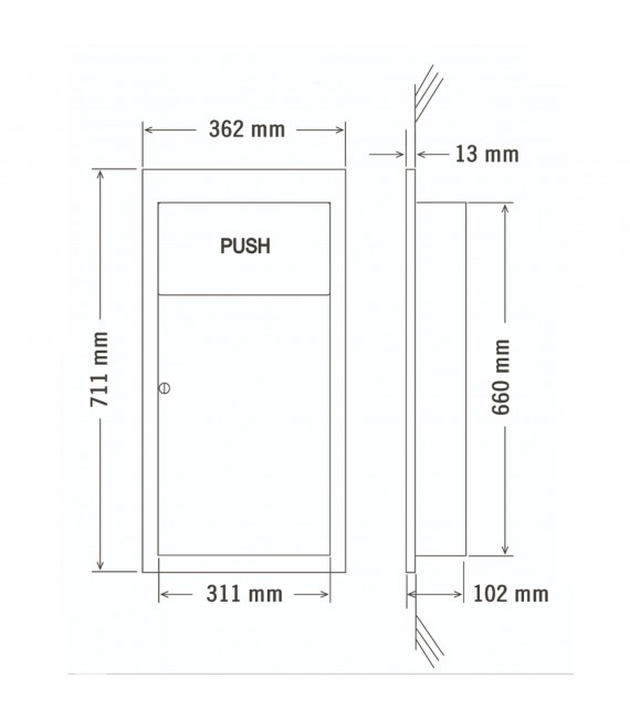 MEDICLINICS PPE0010CS Papelera empotrable acero mate