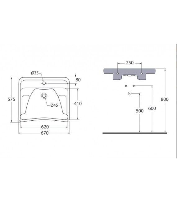 PRESTOSAN BASIC 88700 Lavabo Inclinable Sin Grifo
