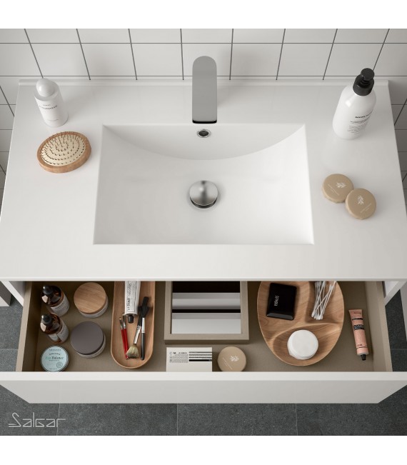 SALGAR NOJA Conjunto Mueble 1 Cajón Completo Blanco Brillo