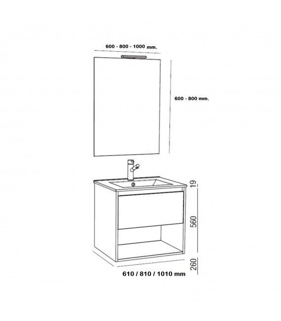 SALGAR NOJA Conjunto Mueble 1 Cajón Completo Roble Caledonia