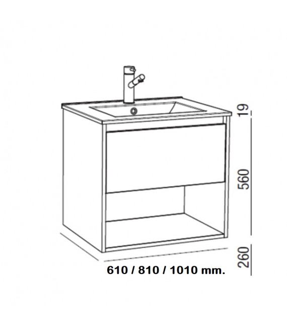 SALGAR NOJA Mueble+Lavabo Con 1 Cajón Blanco Brillo