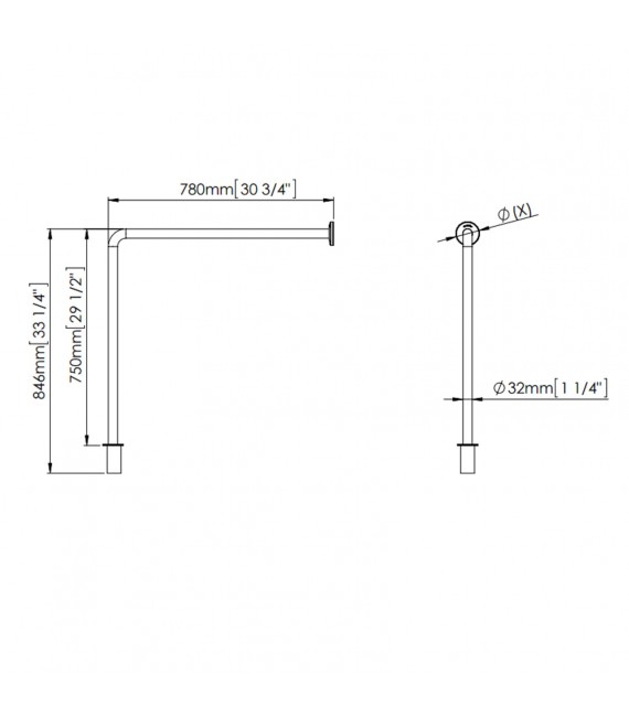 MEDICLINICS BS0010 Barra Ayuda Angulo Pared-Suelo Blanco