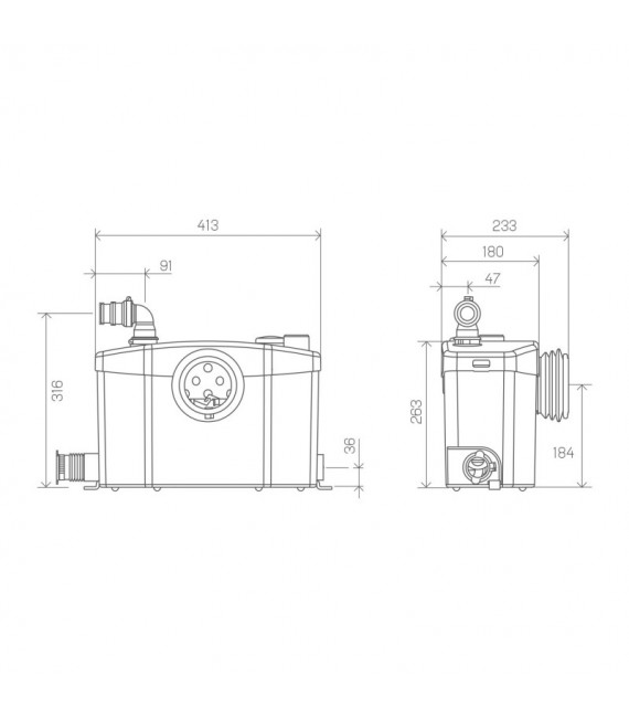 SFA 0100900 SANIPRO Triturador Para WC+Lavabo+Ducha+Bidé
