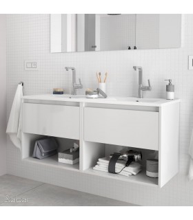 SALGAR 81297 NOJA Mueble+Lavabo Con 2 Cajones 120 Blanco Brillo