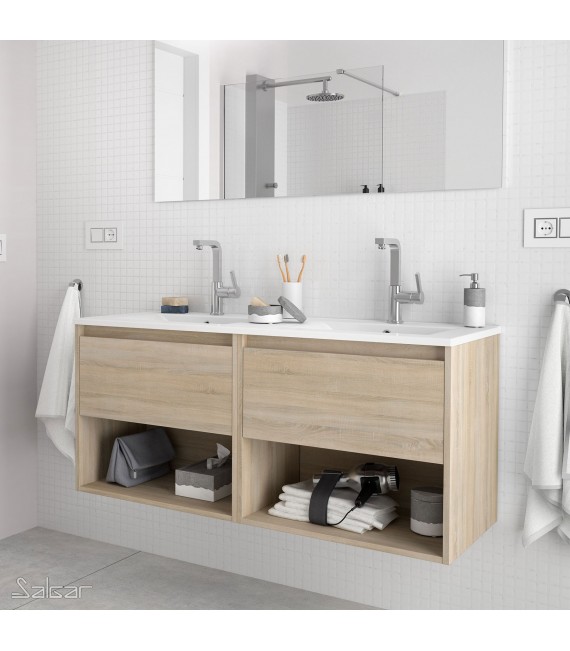 SALGAR 81299 NOJA Mueble+Lavabo Con 2 Cajones 120 Roble Caledonia