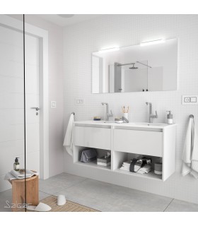 SALGAR 85019 NOJA Conjunto Mueble 2 Cajones 120  Blanco Brillo