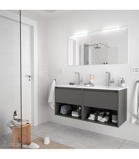 SALGAR 85020 NOJA Conjunto Mueble 2 Cajones 120  Gris Mate