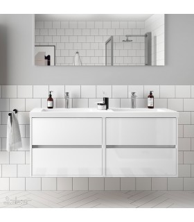 SALGAR 85097 NOJA Mueble+Lavabo 140 Blanco Brillo