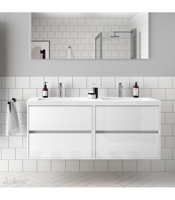 SALGAR 85097 NOJA Mueble+Lavabo 140 Blanco Brillo