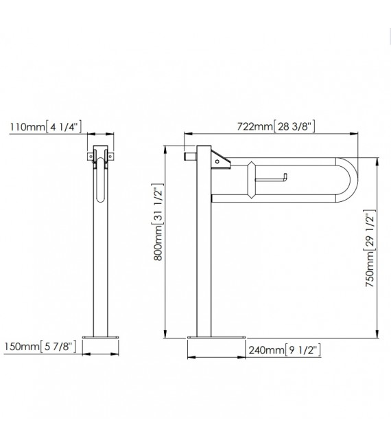 MEDICLINICS BGC710C BARRA Ayuda Abatible Suelo Inox Brillo