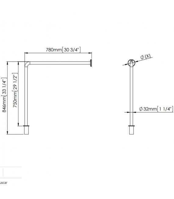 MEDICLINICS BS0010C Barra Ayuda Angulo Pared-Suelo Inox Brillo
