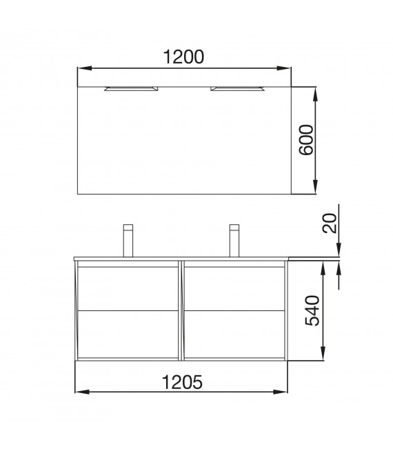 SALGAR 85023 NOJA Conjunto Mueble 2 Cajones 120  Roble Caledonia