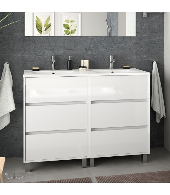 SALGAR 85150 ARENYS Mueble+Lavabo 120 Blanco Brillo