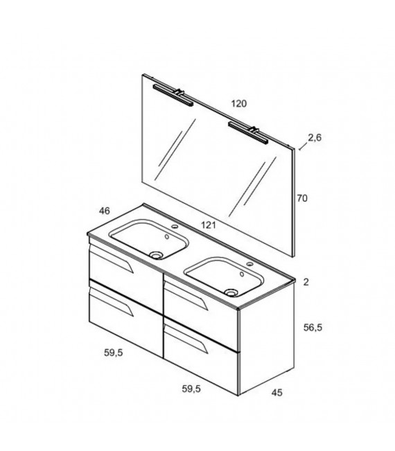 ROYO C0072602 VITALE 120 Conjunto Mueble Blanco Brillo