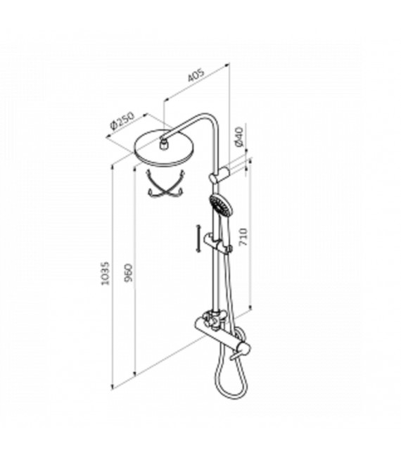 GRB 941 900TL TENDER Columna Monomando Ducha Telescópica