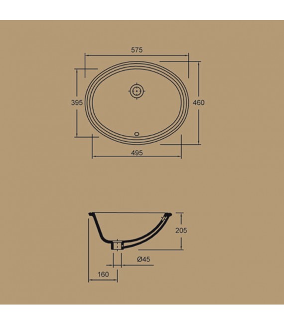 VALADARES 18327002 OVAL Lavabo Bajo Encimera