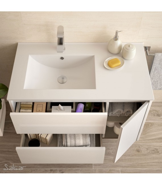 SALGAR 85054 NOJA 855 Mueble+Lavabo Blanco Brillo
