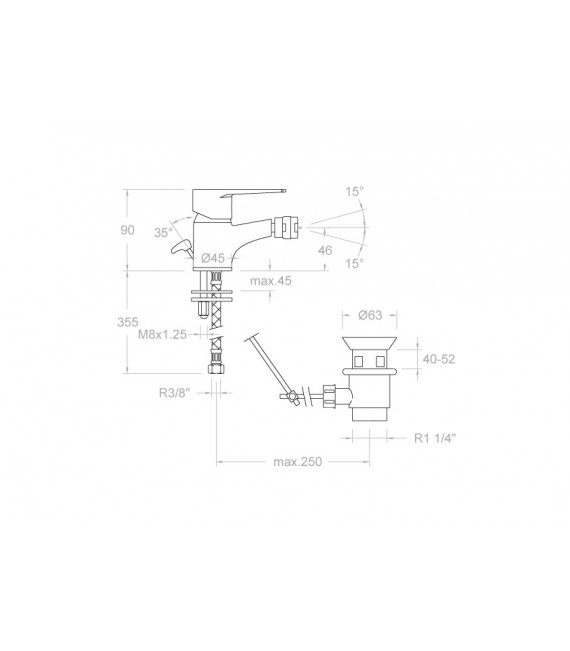 RAMON SOLER 1803 VA TITANIUM Grifo Bidé Con Desagüe