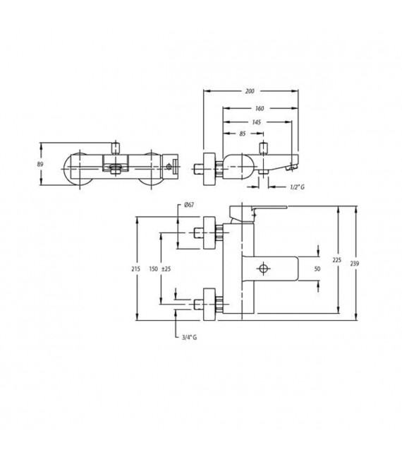 RAMON SOLER 9305 T1 RS-Q Grifo Bañera Con Equipo
