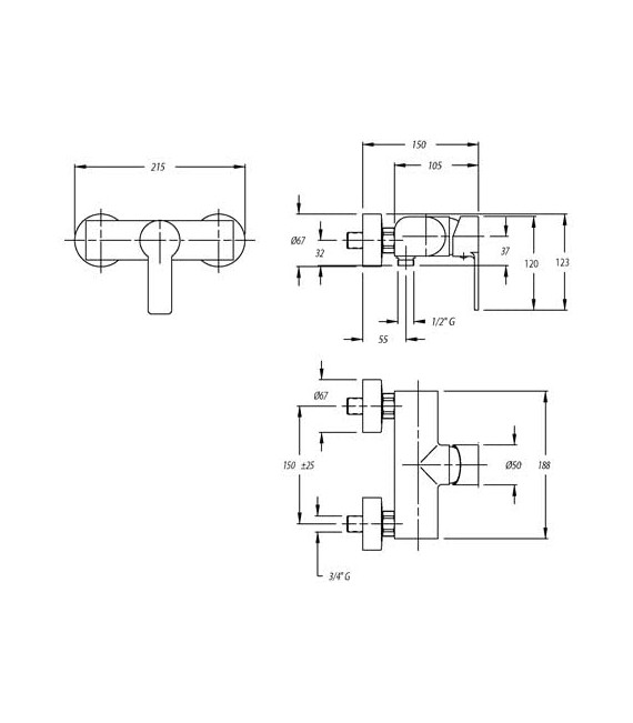 RAMON SOLER 9308 T1 RS-Q Grifo Ducha Con Equipo