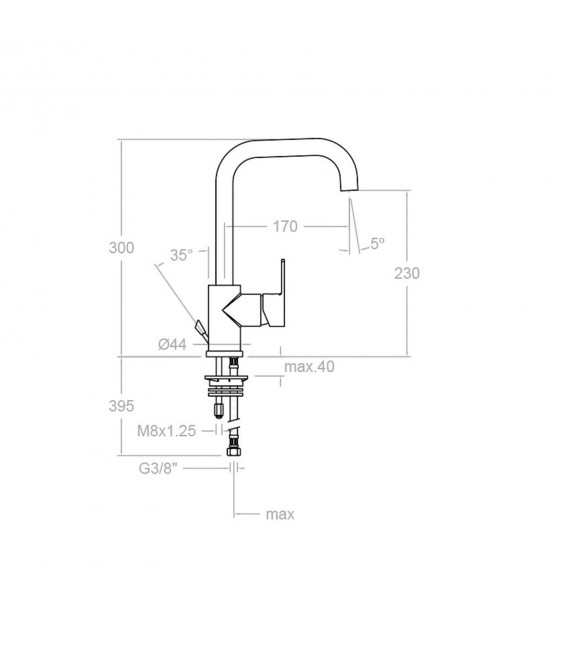 RAMON SOLER 931102 RS-Q Grifo Lavabo Alto Caño Giratorio