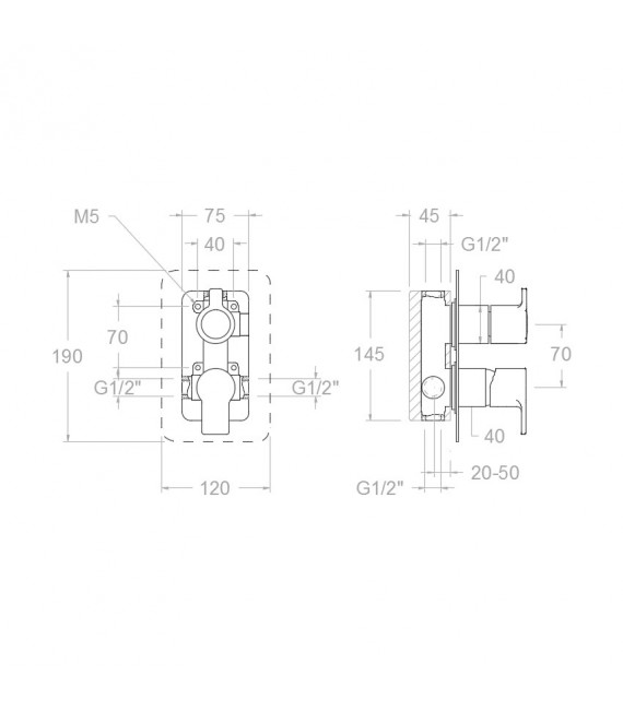 RAMON SOLER 931502S RS-Q Grifo Baño/Ducha Empotrada 2 Vías