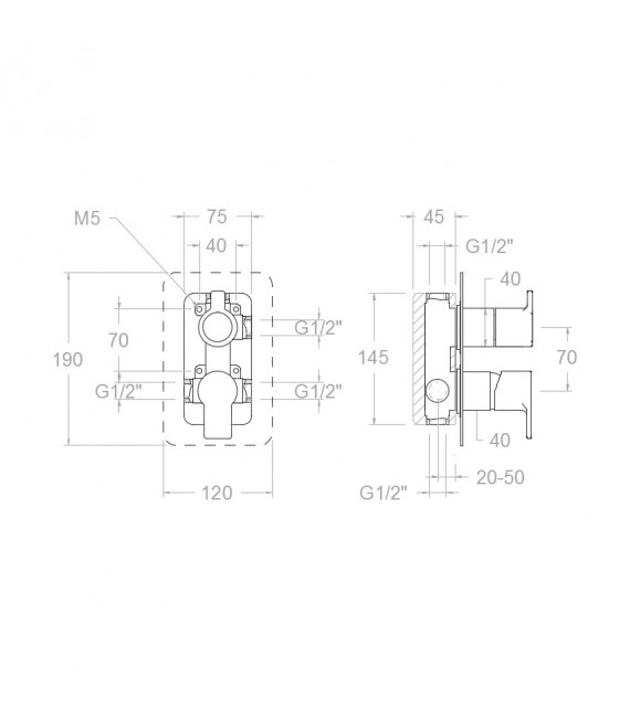 RAMON SOLER 931503S RS-Q Grifo Baño/Ducha Empotrada 3 Vías