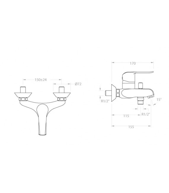 RAMON SOLER 6405 S YPSILON PLUS Grifo Para Bañera Sin Equipo