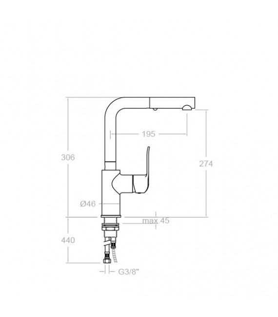 RAMON SOLER 641901H1 YPSILON PLUS Grifo Fregadero Extraible