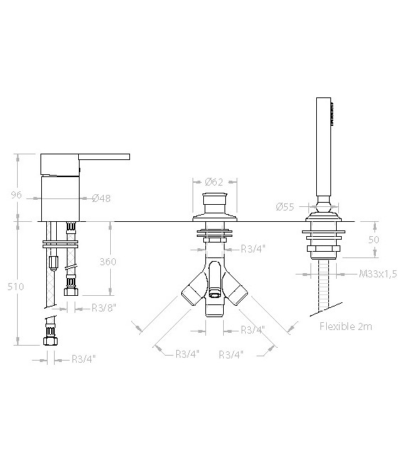 RAMON SOLER 3333025CAM DRAKO Grifo Repisa Bañera