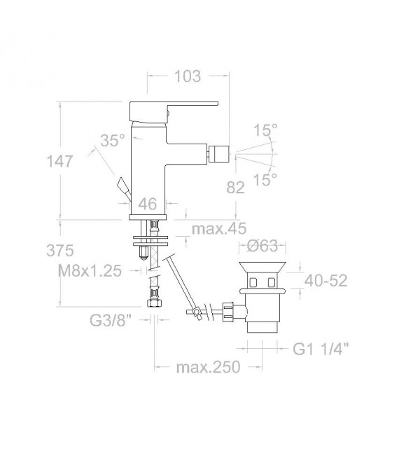 RAMON SOLER 330302VA DRAKO Grifo Bidé Con Desagüe
