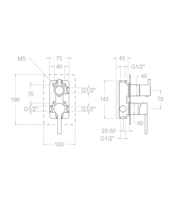 RAMON SOLER 331503S DRAKO Grifo Empotrado 3 Vías