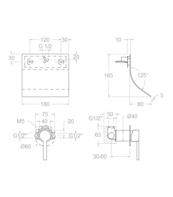 RAMON SOLER 33169 DRAKO Grifo Lavabo Empotrado Con Cascada