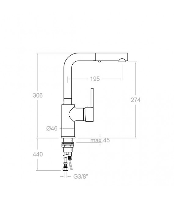 RAMON SOLER 331902H1 DRAKO Grifo Fregadero Extraible Horizontal
