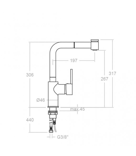 RAMON SOLER 331902H2 DRAKO Grifo Fregadero Extraible Horizontal
