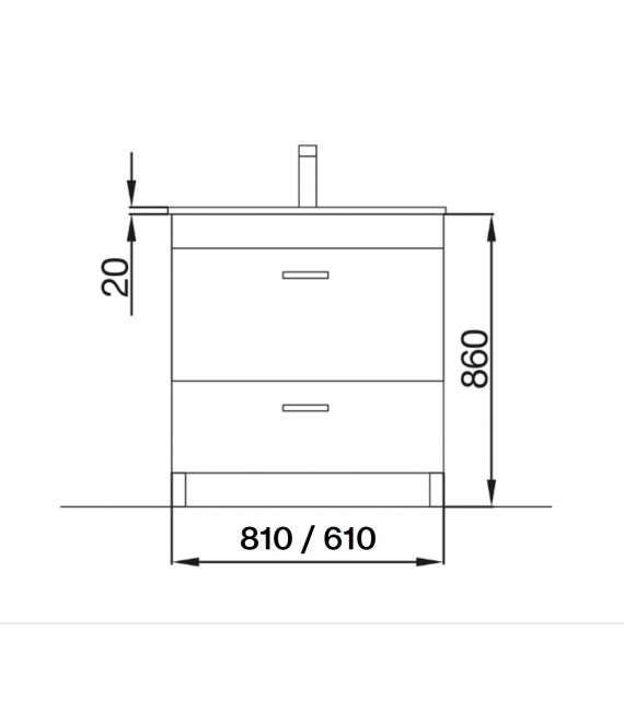 SALGAR ALMAGRO Mueble+Lavabo Blanco Brillo Fondo Reducido