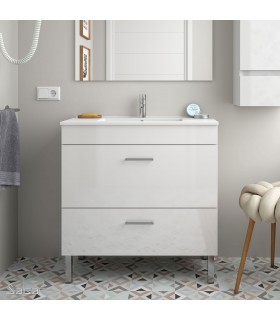 SALGAR ALMAGRO Mueble+Lavabo Blanco Brillo Fondo Reducido