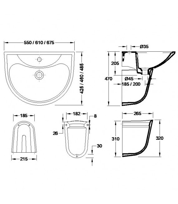 VALADARES 13321002 OCEANUS Lavabo 67 cms Con Semipedestal