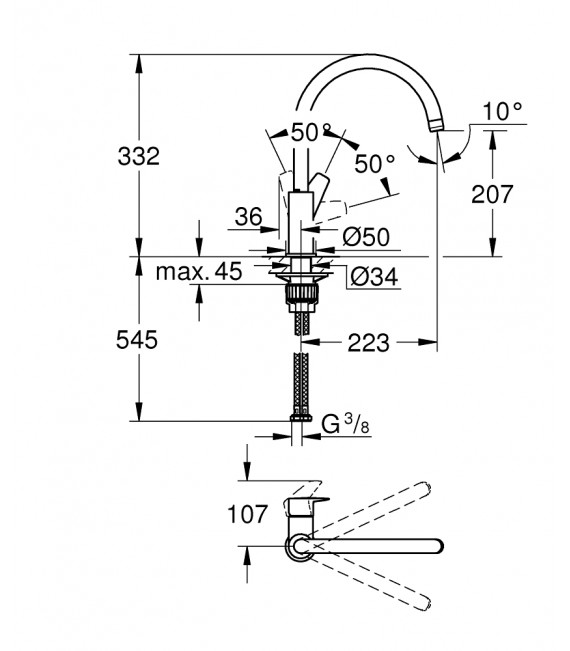 GROHE 31 367 001 BAUEDGE Grifo Fregadero Cromo