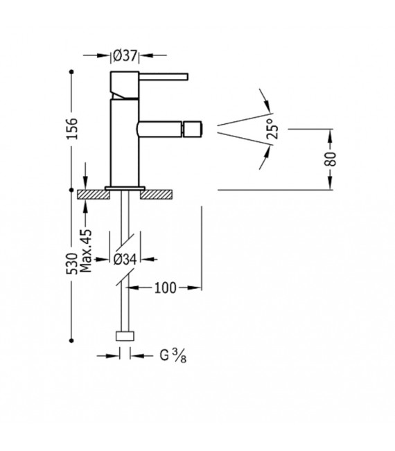 STUDY-TRES 06212001NM Grifo Bidé Negro Mate