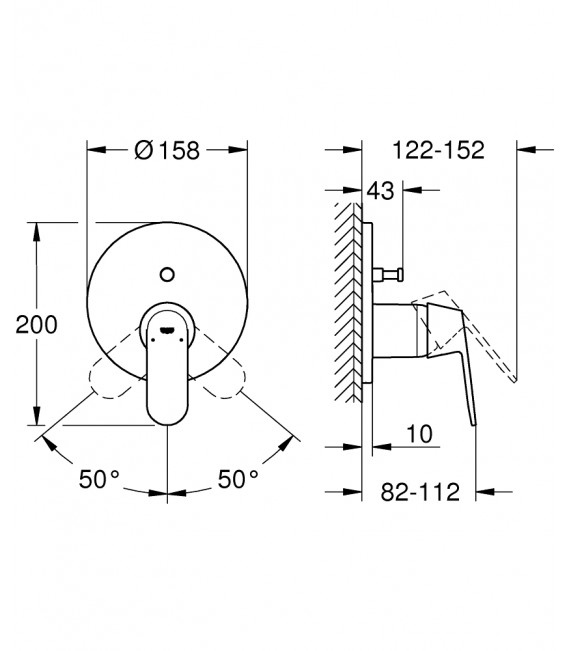 GROHE 24 045 000 EUROSMART COSMOPOLITAN Grifo Baño/Ducha Empotrado