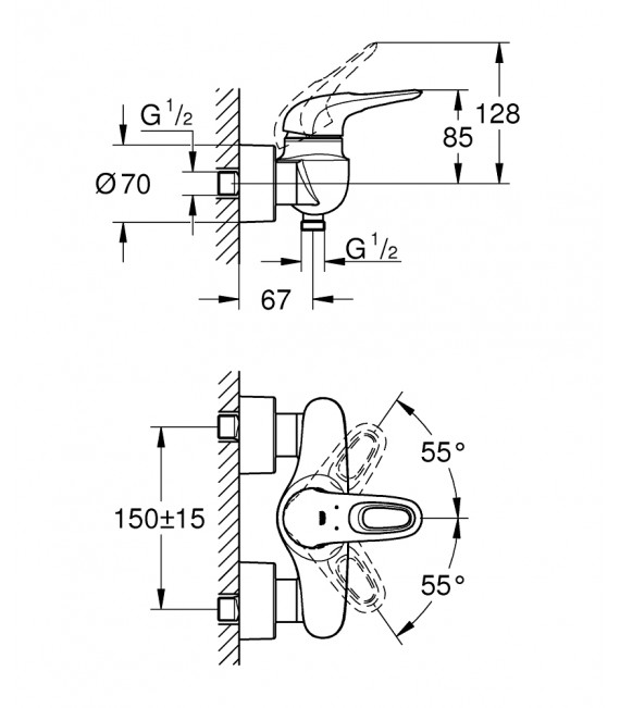 GROHE 33 590 003 Eurostyle Grifo De Ducha Visto