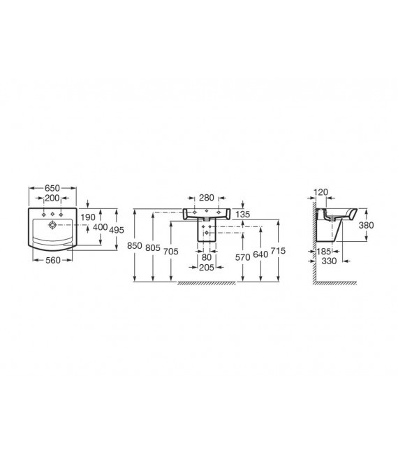 ROCA A327621000 Hall Lavabo Suspendido 65 Cms