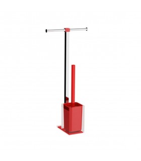 GEDY RA320600000 RAINBOW Columna Portarrollo+Escobillero Rojo