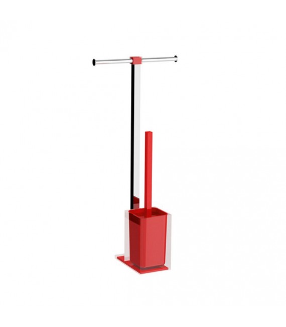 GEDY RA320600000 RAINBOW Columna Portarrollo+Escobillero Rojo