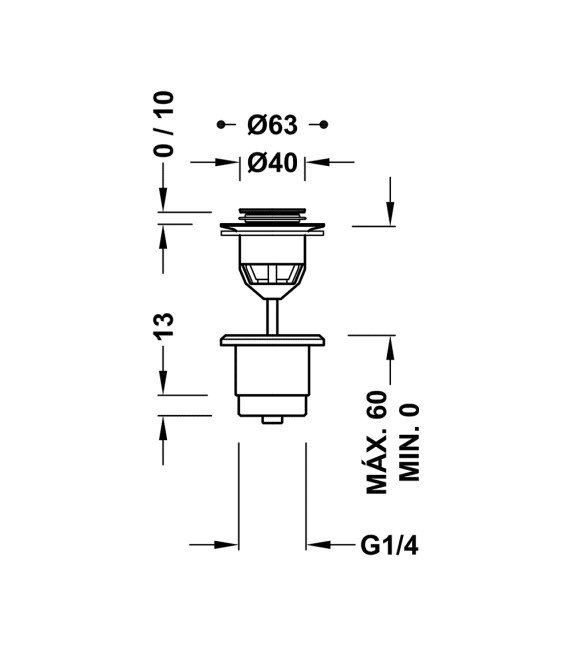 TRES 24284002NM Válvula Lavabo Negro Mate