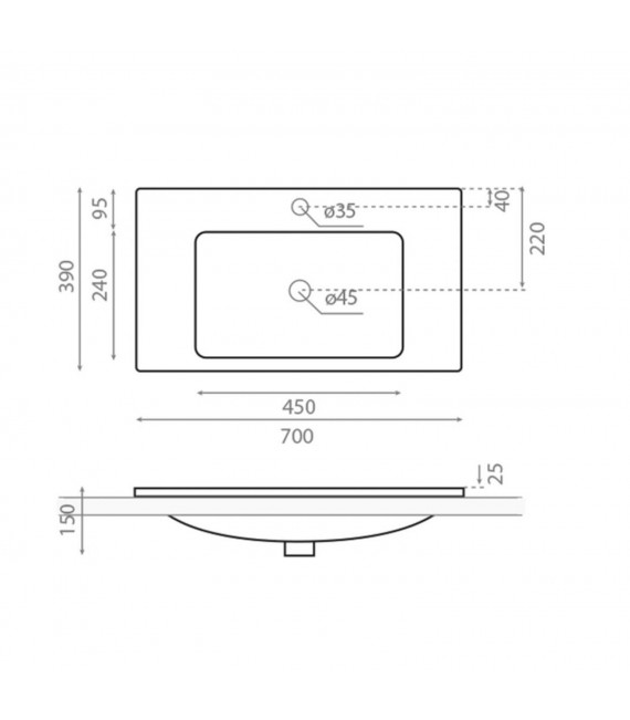 BATHCO 4029 CALIFORNIA 70 Lavabo Encimera