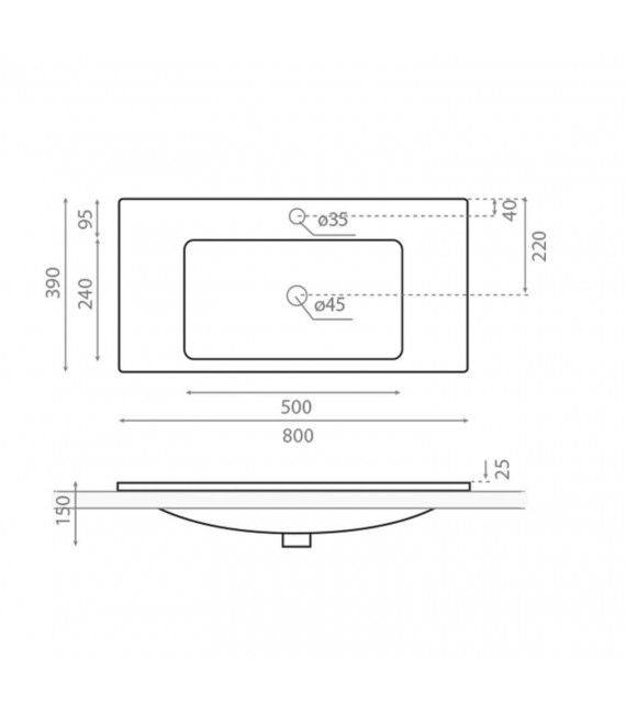 BATHCO 4030 CALIFORNIA 80 Lavabo Encimera